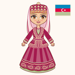 The girl in Azerbaijanian dress. Historical clothes. Azerbaijan