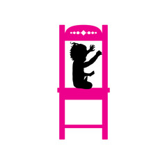 child on chair pink illustration