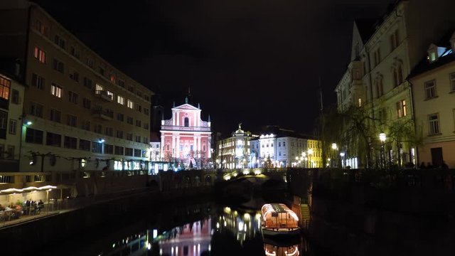 Ljubljana by night, time lapse, 4k UHD