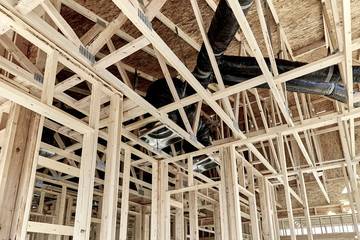 New Home Construction showing Duct Work in Attic