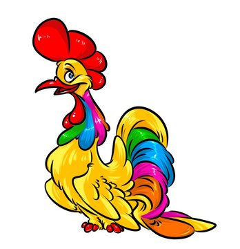 Rooster bright cartoon illustration isolated image
