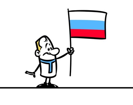 Russian Character Flag Cartoon Illustration Contour