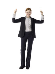 businesswoman gesturing thumbs up