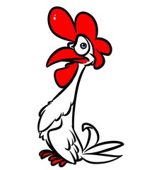 Angry rooster parody cartoon illustration  caricature