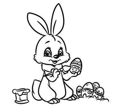 Easter Bunny coloring page cartoon illustration