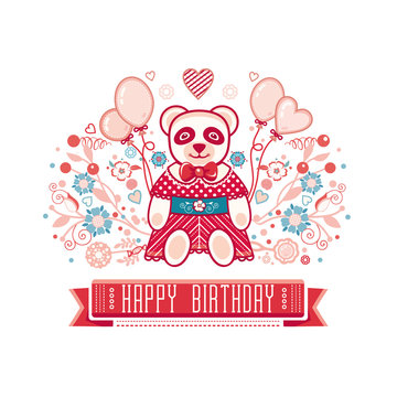 Cute Panda. Greeting card