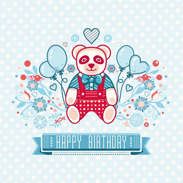 Cute Panda. Greeting card