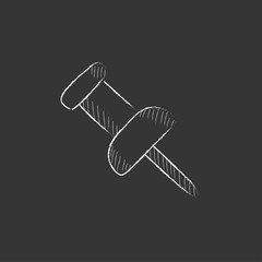 Pushpin. Drawn in chalk icon.