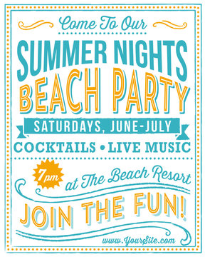 Vintage Beach Party Poster 