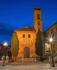 Fototapeta na wymiar Granada - The St. Ann church and square.
