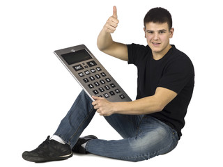 young man with calculator