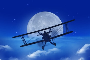 Full Moon Airplane Getaway © Tomasz Zajda