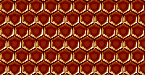 seamless abstract 3d background made of hexagon structures in shades of brown