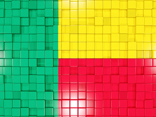 Background with square parts. Flag of benin. 3D illustration