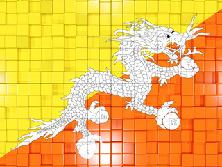 Background with square parts. Flag of bhutan. 3D illustration