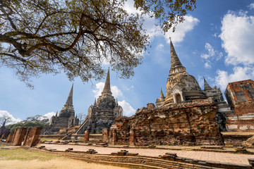 Fototapeta premium World Heritage Site at Wat Phra Si Sanphet. Ayutthaya, Thailand.