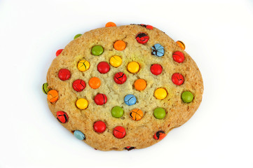 cookie with colorful chocolate beans