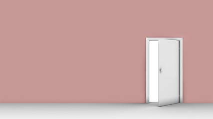 3d illustration of wall with opened door