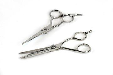 hair scissors on white background