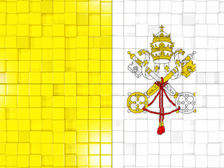 Background with square parts. Flag of vatican city. 3D illustrat