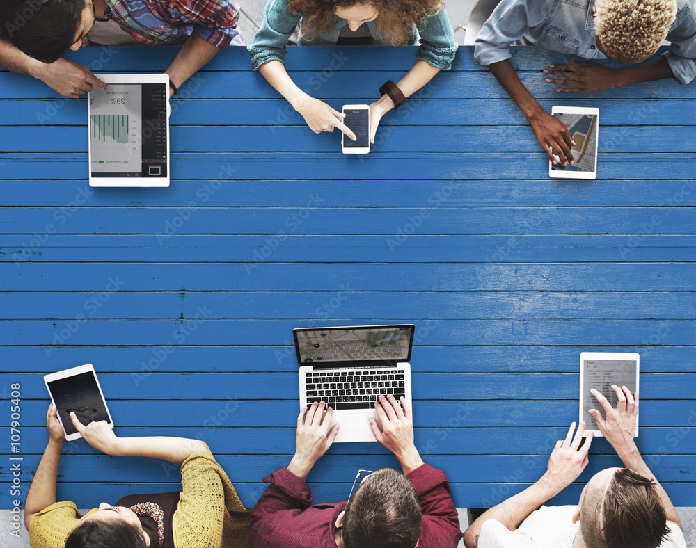 Poster connecting connection digital device wireless concept
