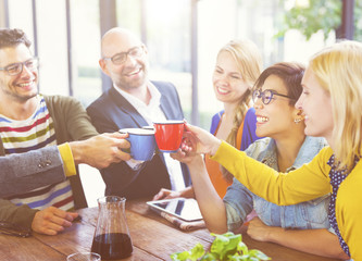 Group of multi-ethnical people celebrating Concept