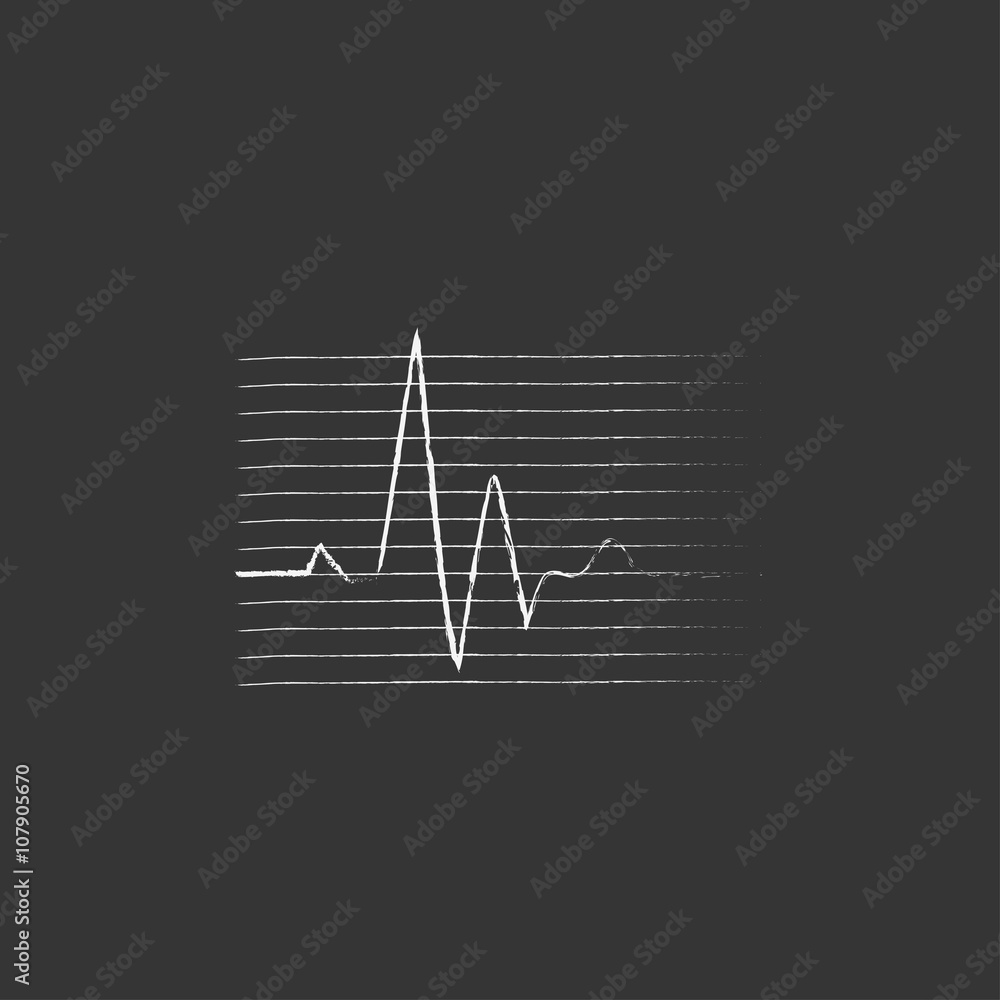 Canvas Prints Hheart beat cardiogram. Drawn in chalk icon.