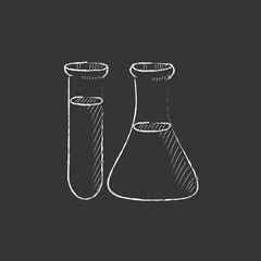 Test tubes. Drawn in chalk icon.