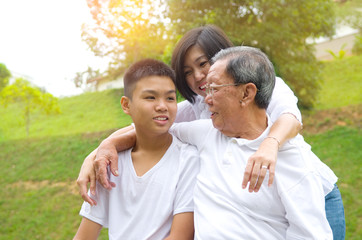  Asian three Generations Family