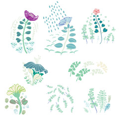 Obraz premium Colorful Summer Flower digital hand drawn motifs 
