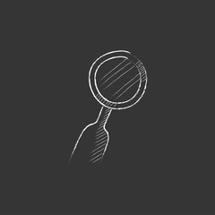 Dental mirror. Drawn in chalk icon.