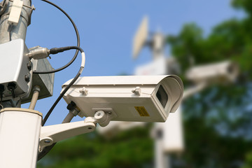 outdoor security ip camera cctv with wifi system in a park