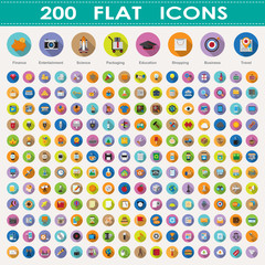 200 flat icons collection