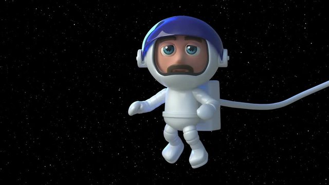 3d Astronaut floats in space with the stars sparkling behind him.