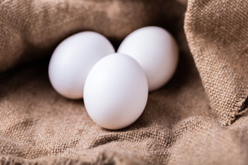 white chicken eggs closeup