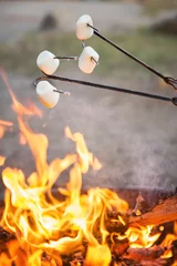 Zelfklevend Fotobehang Marshmallows roasting over the campfire © Mariusz Blach