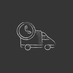 Delivery truck. Drawn in chalk icon.