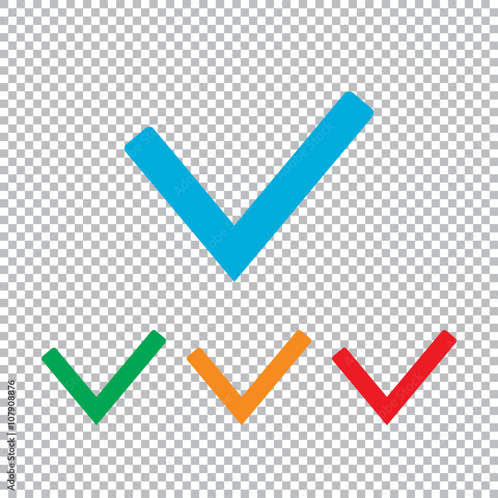 Poster check mark icon. color set with transparent grid