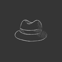 Classic hat. Drawn in chalk icon.