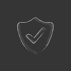 Quality is confirmed. Drawn in chalk icon.