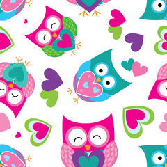 Fototapeta premium Seamless pattern with owls design background