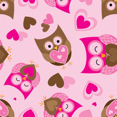 Seamless pattern with owls design background