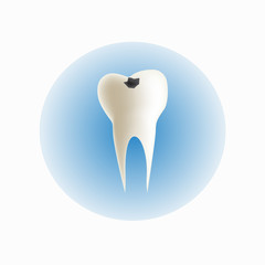 Fill teeth on blue background, Vector illustration.