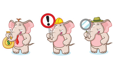 Brown Elephant Mascot with money