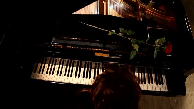 Woman Pianist Hands plays The Grand Piano.