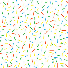 Seamless pattern bright tasty vector donuts sprinkles background. Doughnut background in cartoon style