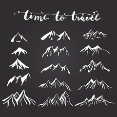 Mountains illustration silhouettes set for making your own logo, badge, label design.