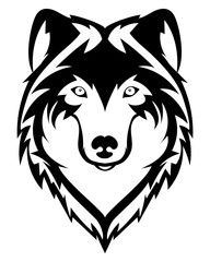 Beautiful wolf tattoo.Vector wolf's head as a design element on isolated background