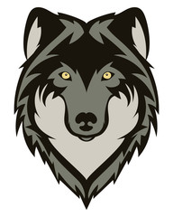 Beautiful wolf tattoo.Vector wolf's head as a design element on isolated background