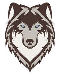 Beautiful wolf tattoo.Vector wolf's head as a design element on isolated background
